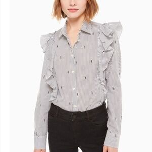 Like New Kate Spade Penguin Ruffle Top Shirt Blouse